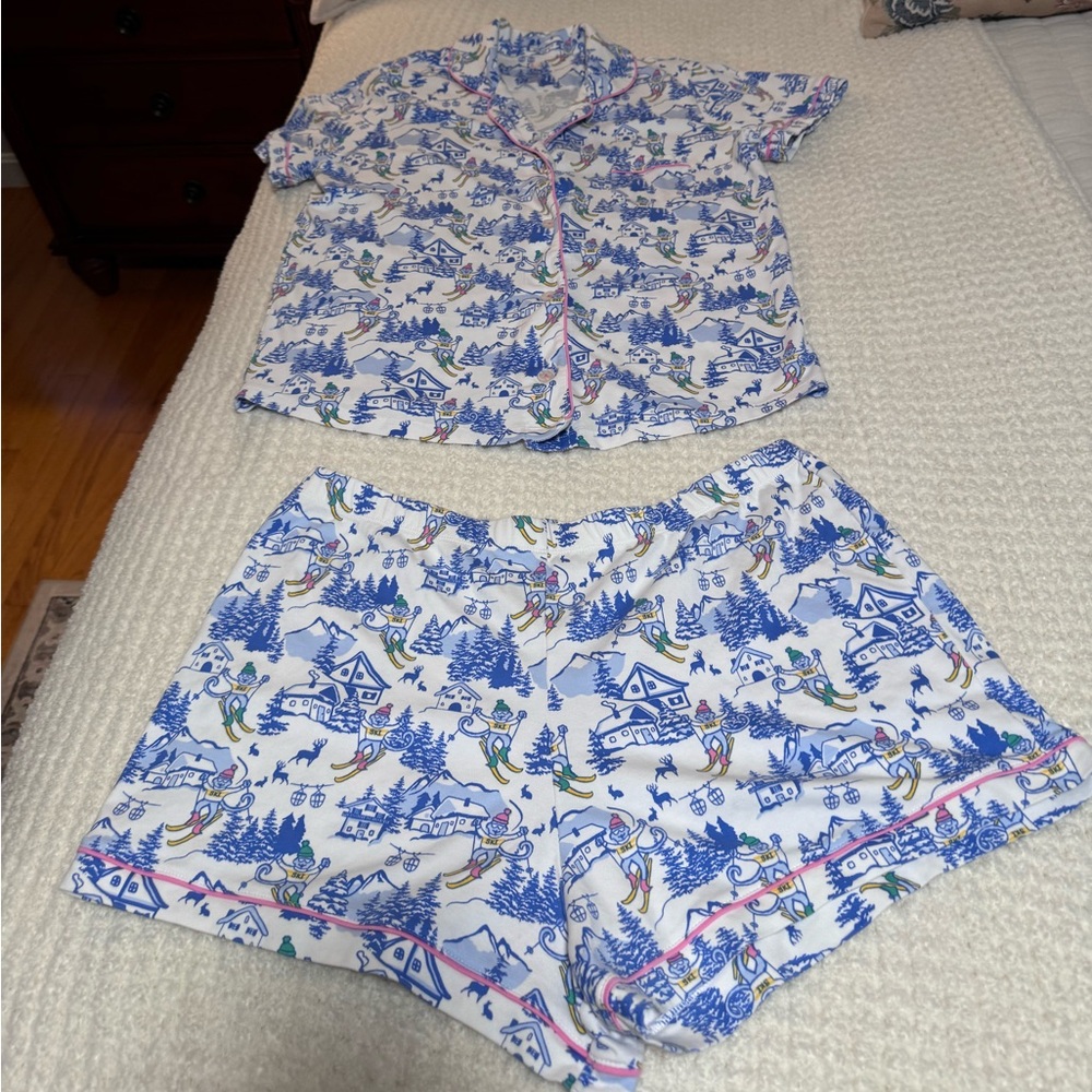 Ski Toile Polo Pajamas by Roller Rabbit